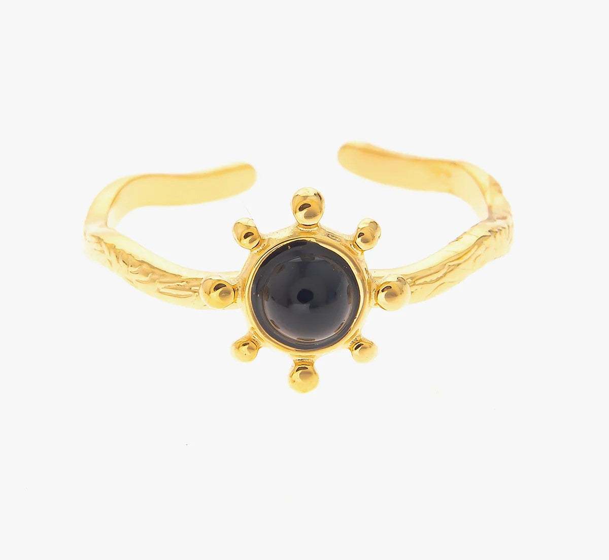 Anel Sol Preto | Dourado