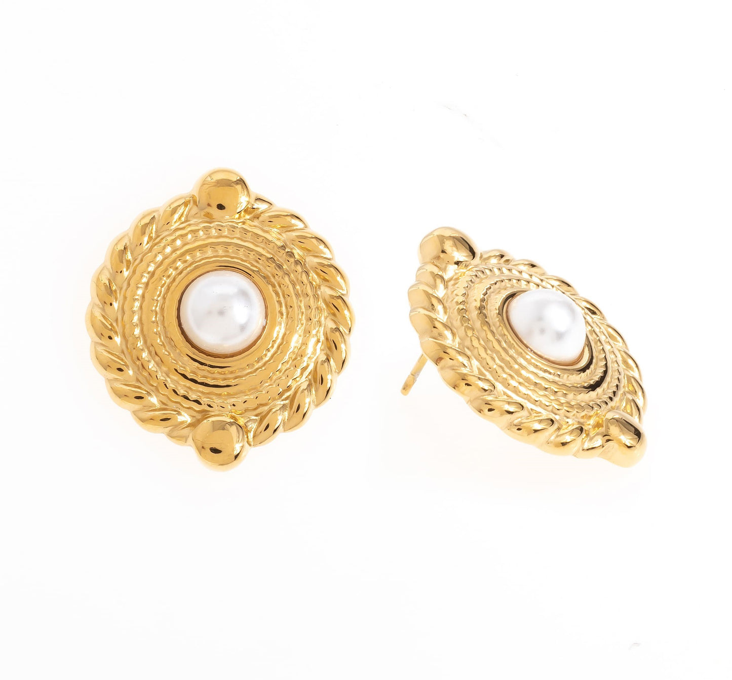 Brincos Medalha Perola | Dourado