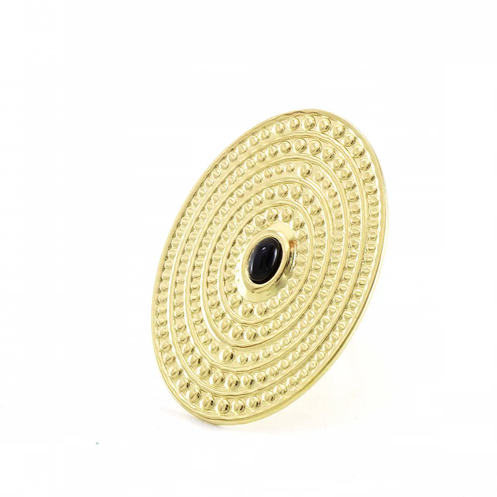 Anel Oval Preto | Dourado