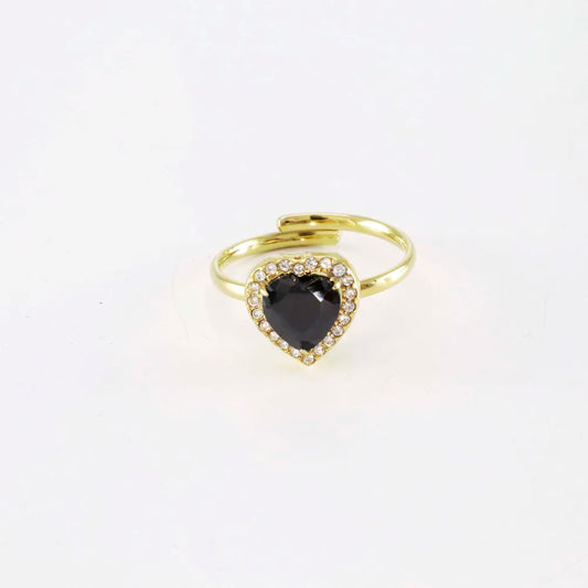 Anel Coração Preto | Dourado