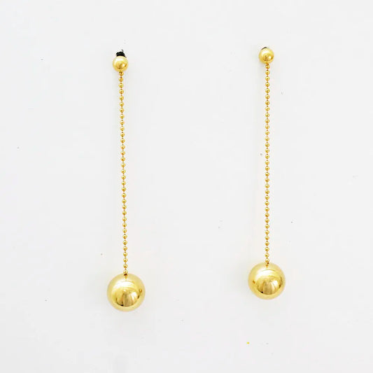 Brincos Longos Bola | Dourado
